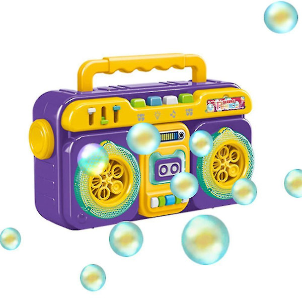Bubbelmaskin med ljus och musik Vintage bandspelare formad bubbelblåsare (lila)