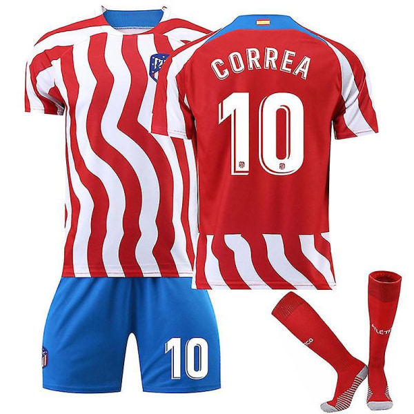 Den nya 2223 Atletico Madrid Hem Barn Vuxna Fotbollströja Träningströja CORREA CORREA 10 Kids 28(150-160CM)