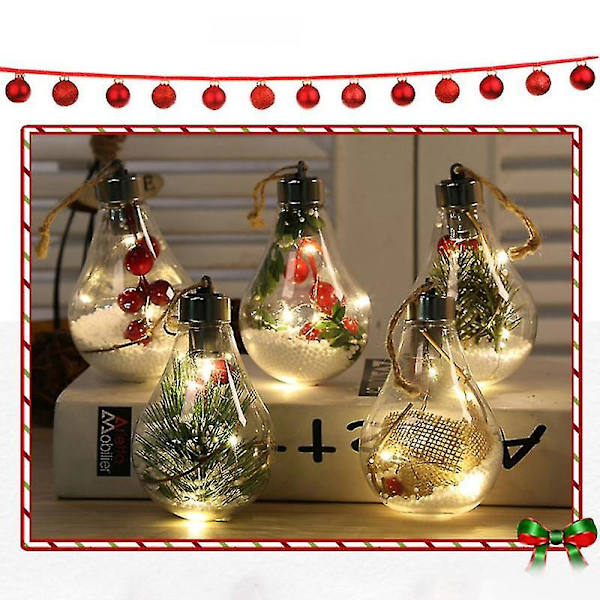 Led Ball Lights Vattentät för julgran bröllop hem inomhus dekoration Transparent jul prydnad plast glödlampa D