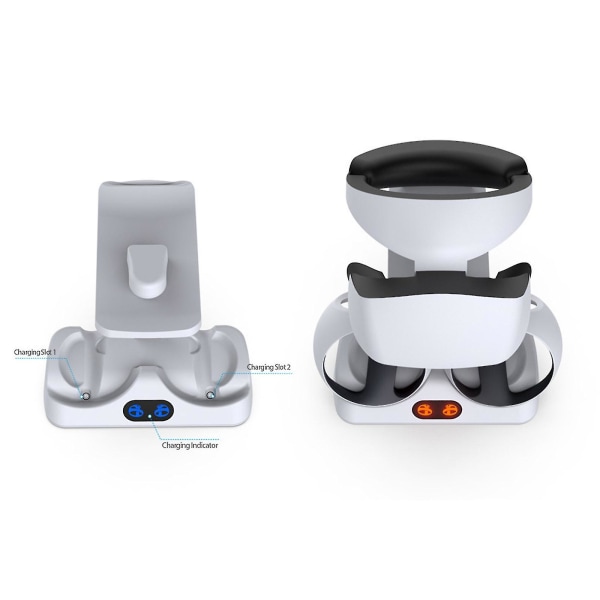 Controller-ladestation til Psvr2, dobbelt hurtigopladningsdock med led-lys, headset-displaystativ og controllermontering