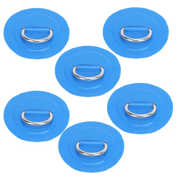 6 stk. PVC Oppblåsbar Båt D Ring Pad Patch Slitesterk Rustfritt Stål Fast Spenne Blå