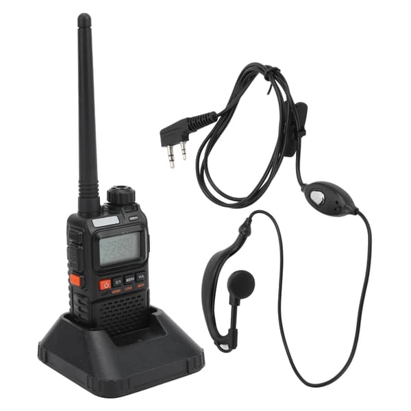 Bærbart Walkie Talkie Sæt med LCD Display og Øretelefon Sort EU Stik 100-240V