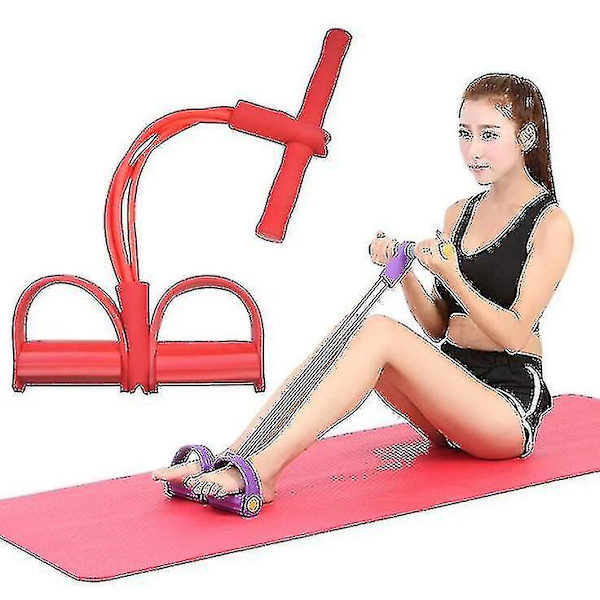 4-delad motståndsdragrep motionstränare Roddare magrem Hemgym motionsträning (röd)