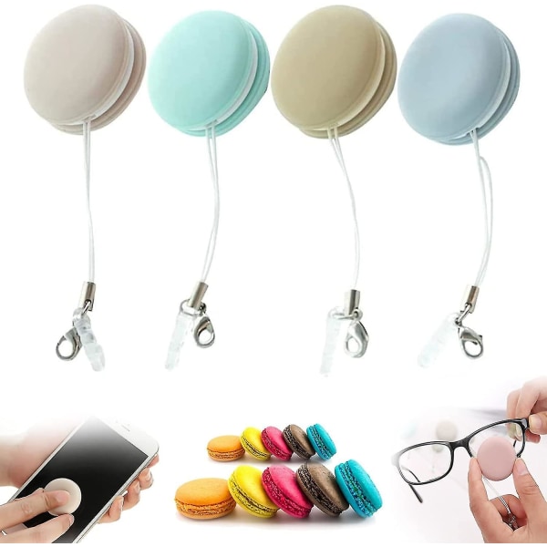 4 stk Mobil nøglering, genanvendelig Macaron-form Mobiltelefon Skærmglasrens