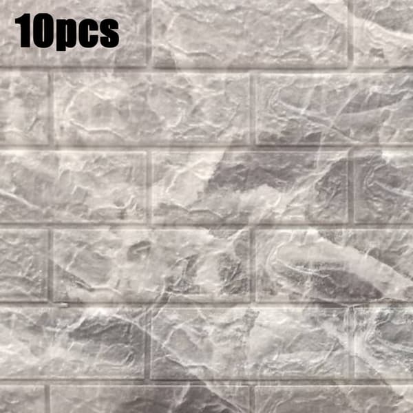 【BQ】10 kpl 3D-laattaseinätarra Itsekiinnittyvä tapetti harmaa-FF- harmaa grey 10PCS