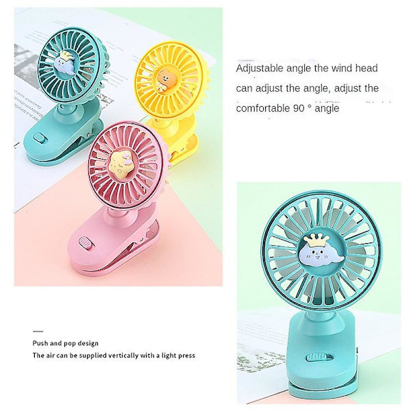 Xiaomi Cartoon Desktop Ladattava Clip Mini Fan Student Dormitory Kannettava Clip Seinä USB Mini Tuuletin Led Valolla ja Ohjauksella yellow