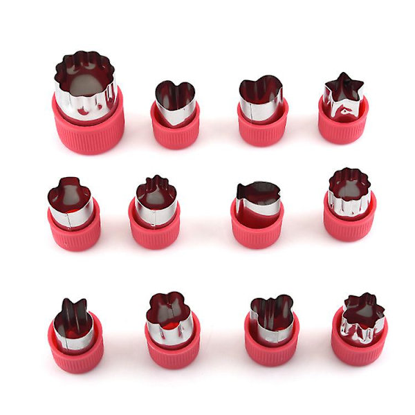 12pcs Stainless Steel Fruit Vegetable Cookie Shape Cutters Kid Food Mold Mould Red