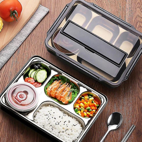 Japansk bærbar matboks i rustfritt stål Matboks for barn til lunsj (svart)