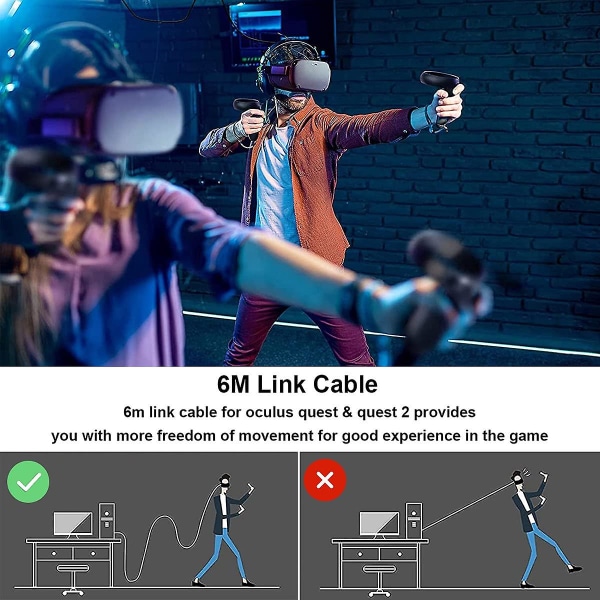 Link-kabel for Oculus Quest 2, hurtiglading og PC-dataoverføring Usb C 3.2 Gen1 5gbps Pd Transfer Ladekabel Vr Headset Link-kabel Black 5M