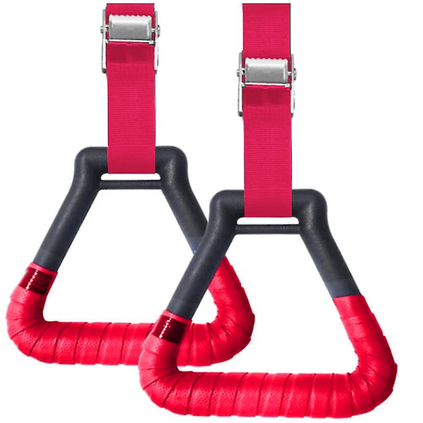 2 st Gymringar Gymnastikringar, Triangulära Pull-up Ringband Red