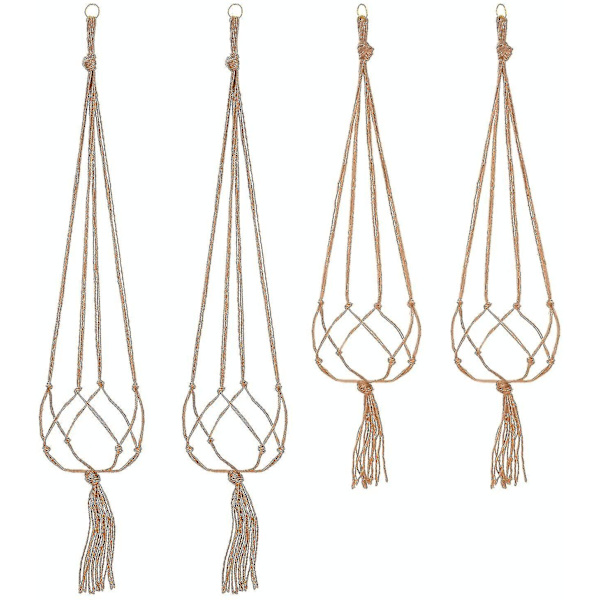 4 stk hængereb Makrame Plantepotteholder 2 stk 105 Cm Og 2 stk 90 Cm