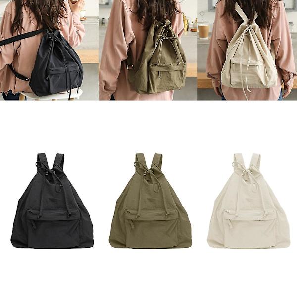 Kvinnor Ryggsäck Dragsko Nylon Daypack Casual axelväska Mode bokväska Green