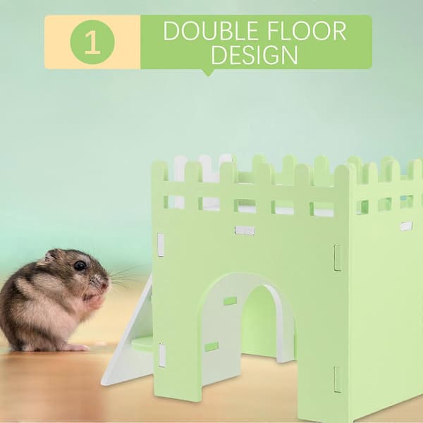 【BQ】Lille dyr farverigt gemmested Dobbelt-dæk PVC Hamster Hvile Sove Lege Gemmested Marsvin Rotte Hjem
