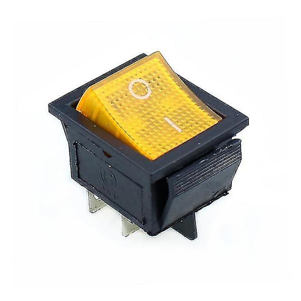 4 nastaa/6 nastaa Kcd4, keinukytkin, on-off, 2-asentoinen 4 nastainen keltainen 4 Pin yellow