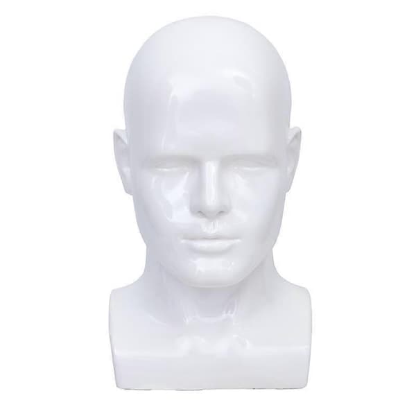 【BQ】Mannlig Mannequin Dukkehode Hoder for Parykker Hatter Solbriller Display Bright White