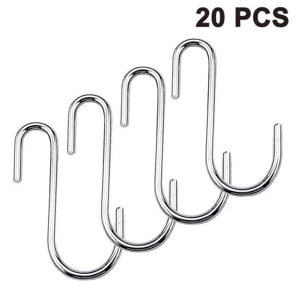 20 Pack Heavy Duty S-krokar 6 Cm S-formet hængkrokar Stora hängare Silver