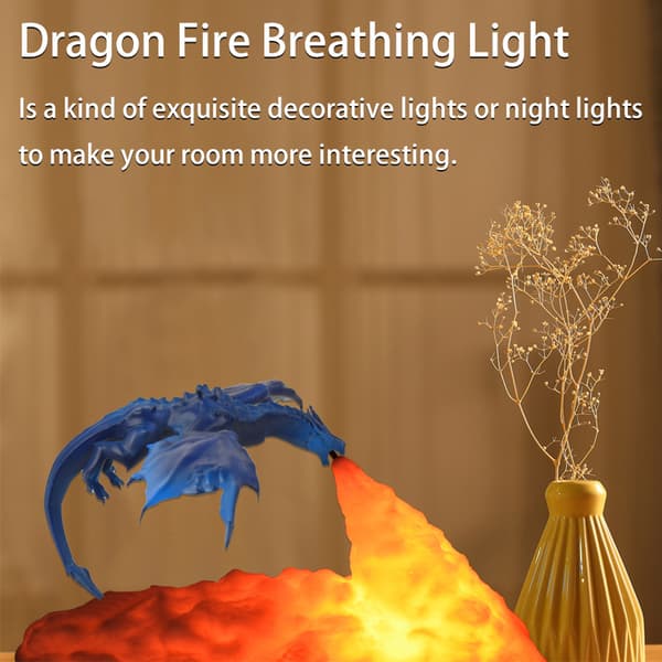 3D printed Fire Breathing Dragons Nattljus Hushållshållfast Sänglampa För Vardagsrum Sovrum Fire Dragon
