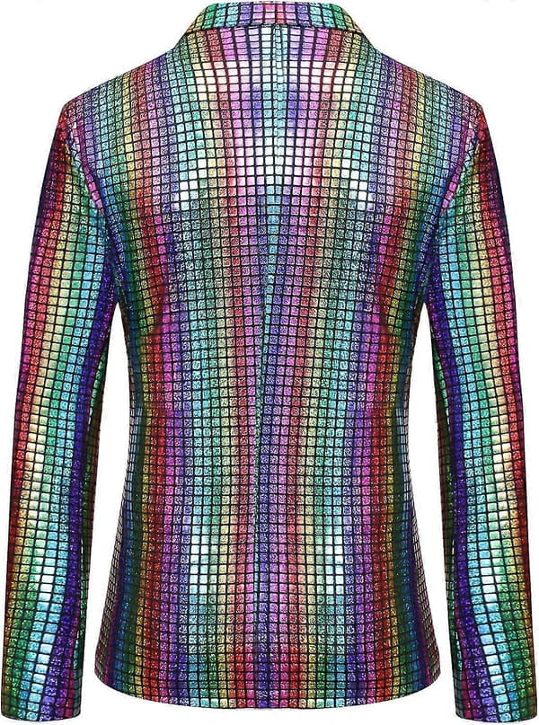 【BQ】Men's Two-Piece Disco Set, Shiny Jacket and Pants, Metallic Sequin Suits S S S