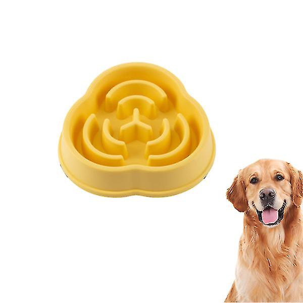 Hund Slow Food Anti-halkskål Slow Food Matare för att förhindra att de sväljer matskål Antikvävningsskål Husdjursskål Yellow
