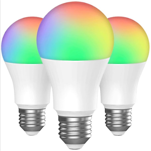 Fullfarge LED-lyspærer (en gruppe på 3), 12w Rgbw dimbar LED-pære E27 fjernkontroll omgivelseslys med lagrings- og timerfunksjoner, 7 lysstyrker
