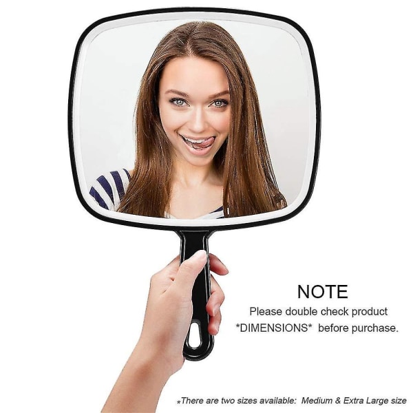 Hand Mirror, Extra Large Black Handheld Mirror With Handle, 9" W X 12.4" L