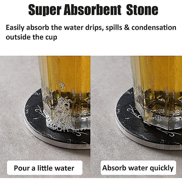 Understell Til Drikke, Morsomme Drikkeunderlag Absorberende Med Holder 6 Stk Absorberende