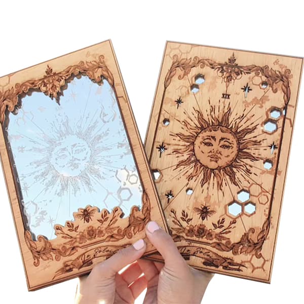 Sun XIX Tarotkort Träspegel Heminredning