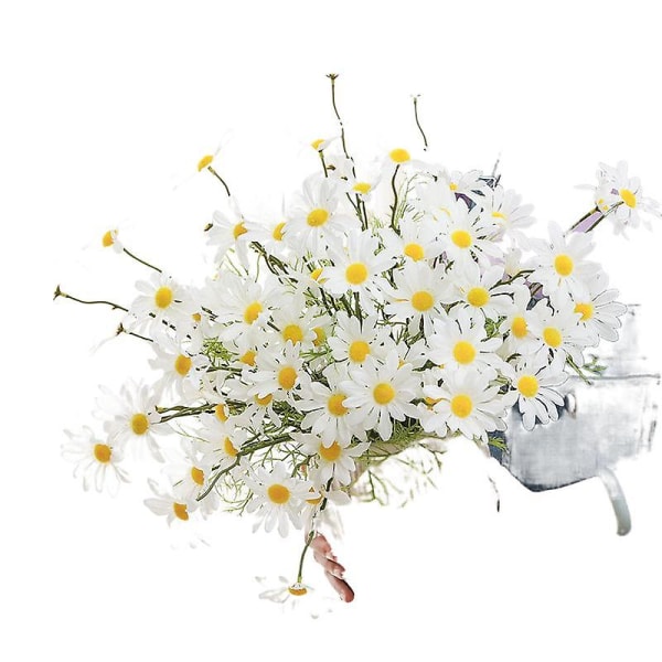 Konstgjord blomma tusensköna bukett falsk blomma 5 holländsk krysantemum kosmos bröllop heminredning siden blomma yellow