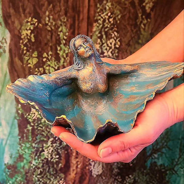 Hjem Resin Figur Havgudinne Med Shell Bowl dekorativ statue Ornament