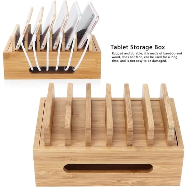 【BQ】 Bambus ladestation, mobilestationer til flere enheder, opbevaringsboks til-FF-