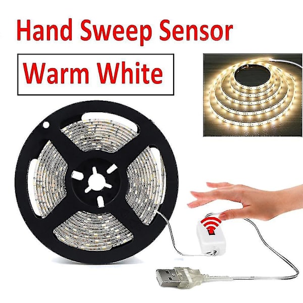 Dc 5v Lampe Usb Motion Led Baggrundsbelysning Led Tv Køkken Led Strip Håndfejning vinker Tændt Sluk Sensor Lys Diode Lys Vandtæt Warm White 5m