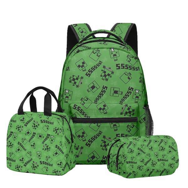 【BQ】My World Primary and Secondary School Students' School Bag, Backpack, Lunch Bag, Double-Layer Pencil Case, Three-Piece Set