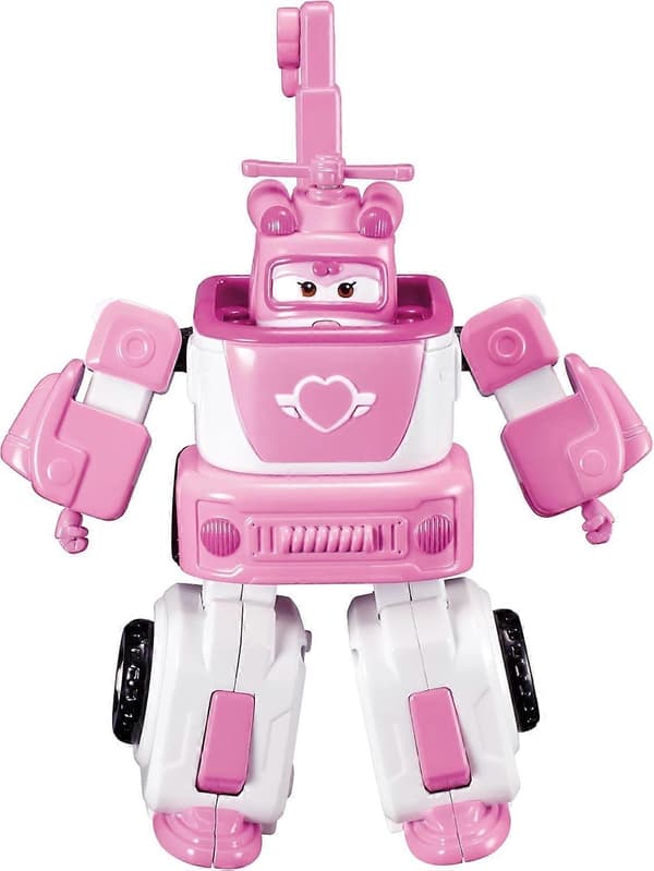 【BQ】Super Wings - 7' Dizzys redningsbil med 2' Rosa Transform-a-Bot Minifigur, Transformerende flyleke - Perfekt