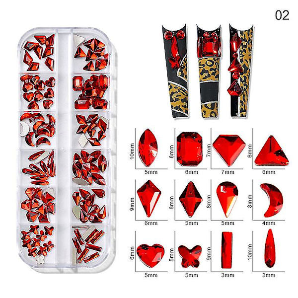 3d Glitter Nail Art Ab/farverig Hotfix Rhinestones Flatback Crystal Diamond Gems Multi Size12 Gird Style 14