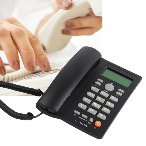 Engelsk nummerpræsentation Håndfri fast telefon til hjem, kontor og hotel (sort)