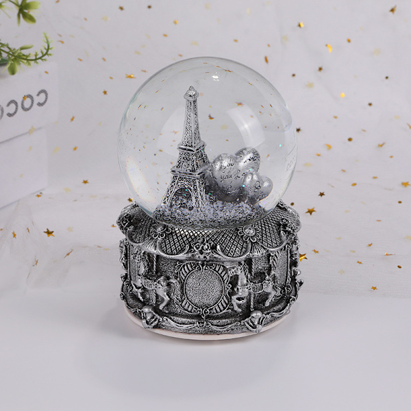 Paris Eiffeltårnet Snow Globe Musikkbokslys, 100 mm 6 høye