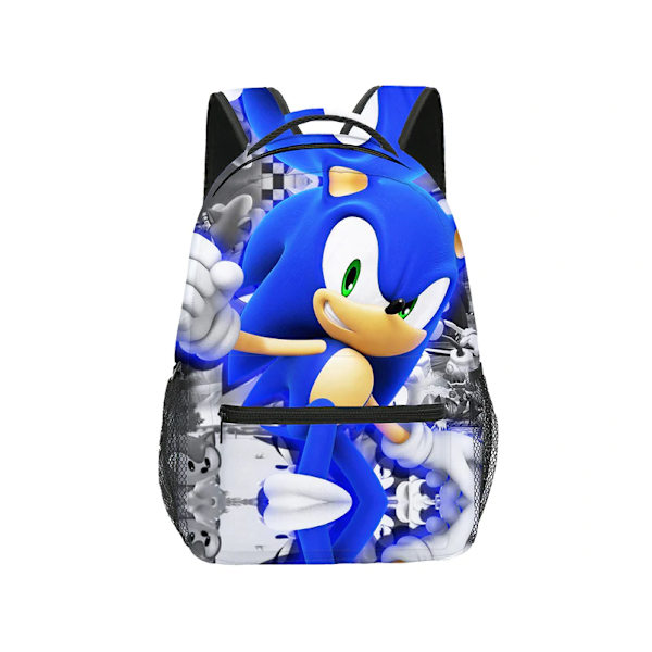 Sonic The Hedgehog Backpack Opiskelijoiden koulukirjalaukku Matkareppu olkalaukku - A