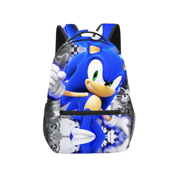 Sonic The Hedgehog Backpack Students School Book Bag Reseryggsäck Axelväska - A