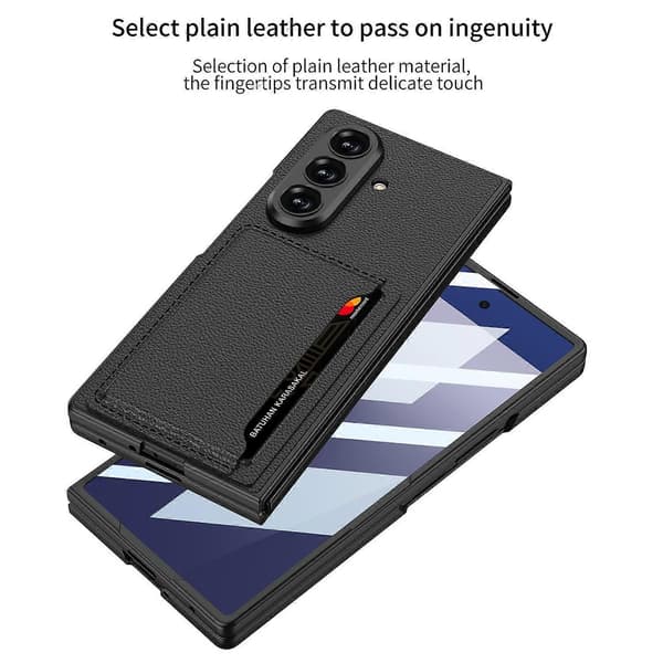 Integrerat Ultratunt Läderfodral med Kortfack För Samsung Galaxy Z Fold7 5G Grey