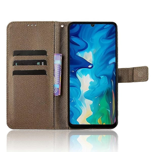 【BQ】Mobilskal i läder med diamantstruktur Brown Brown For Doogee Note 59 / Note 59 Pro