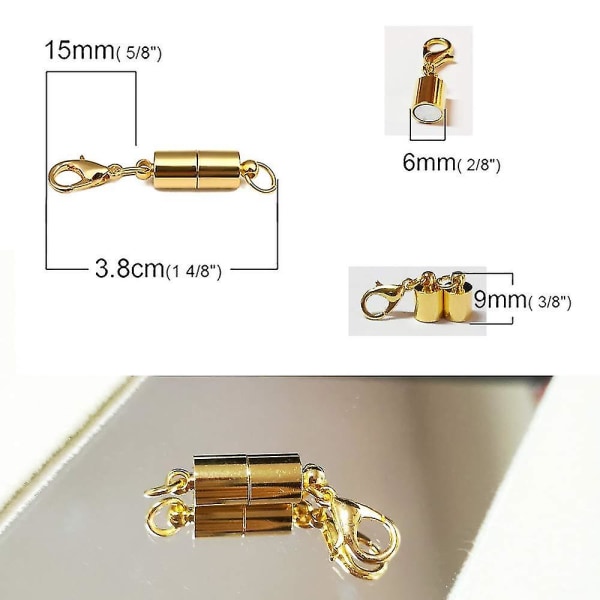 10 stk stærke magnetiske låse Smart lås Indbygget sikkerhedsmagnetisk lås med hummerlås til smykkefremstilling gør-det-selv Gold