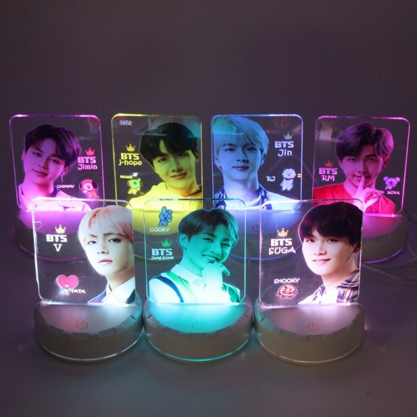 BTS Bangtan Boys LED Night Light Board 7 printed medlemsfoto present till flicka Heminredning Jin