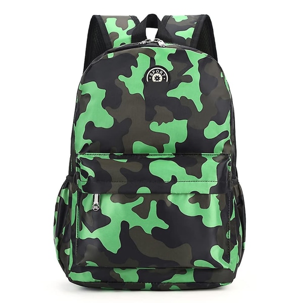 Drenge Piger Camouflage Skolerygsæk Børn Primær skoletaske Bogtaske Vandtæt nylon rygsæk Casual Daypack green big