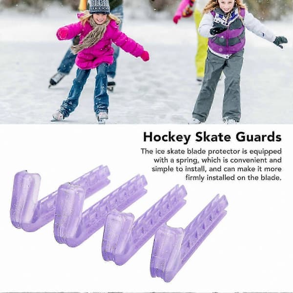 Bærbart sæt med 2 par justerbare lilla skøjtebeskyttere til ishockey og kunstskøjteløb Solid Normal