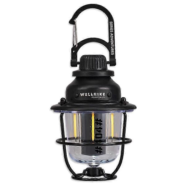 【BQ】WELLHIKE Rechargeable LED Camping Lantern with Hook, 360° Rotatable, Stepless Dimming, IPX4 Waterproof, 1/4 Interface Black