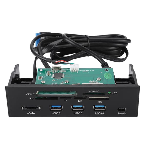 Multifunktionel intern kortlæser til PC - 5,25\" Dashboard Frontpanel