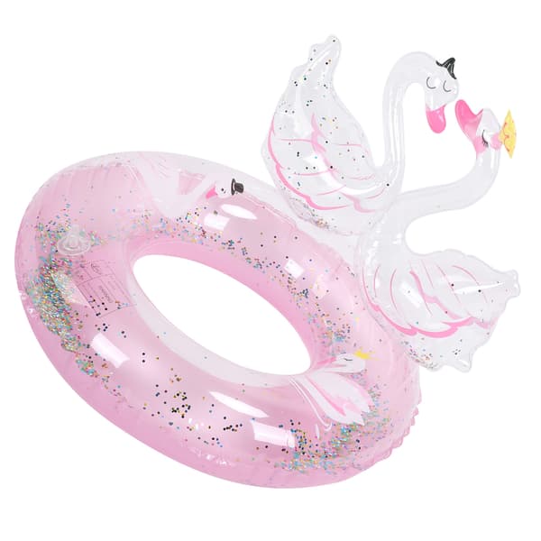 Pink Glitter Oppustelig Svane Pool Flydering til Piger PVC 60