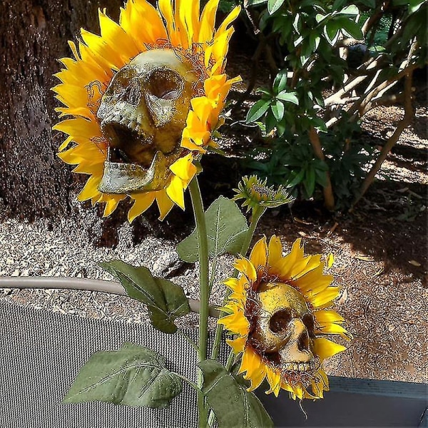 Kreativ solsikkehodeskalle Kunstig blomsterdekorasjon Spoofdekorasjon Solsikke
