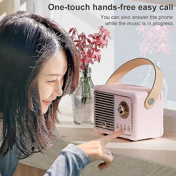 Hm11 Plus Portabel Hifi Mini Retro trådlös Bluetooth högtalare (rosa)