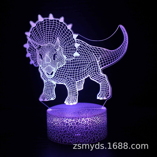 3D Dinosaur LED Nattlys Ulikt mønster og 7 farger med fjernkontroll Beste gave til barn Jenter Gutter